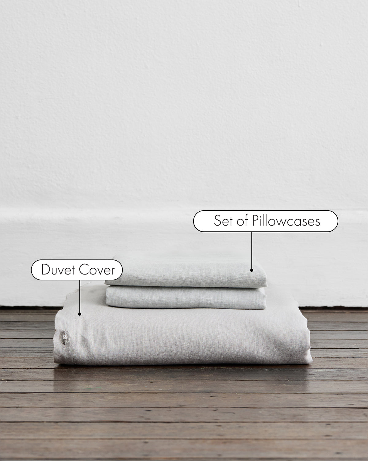 Fog 100% French Flax Linen Duvet Cover Set