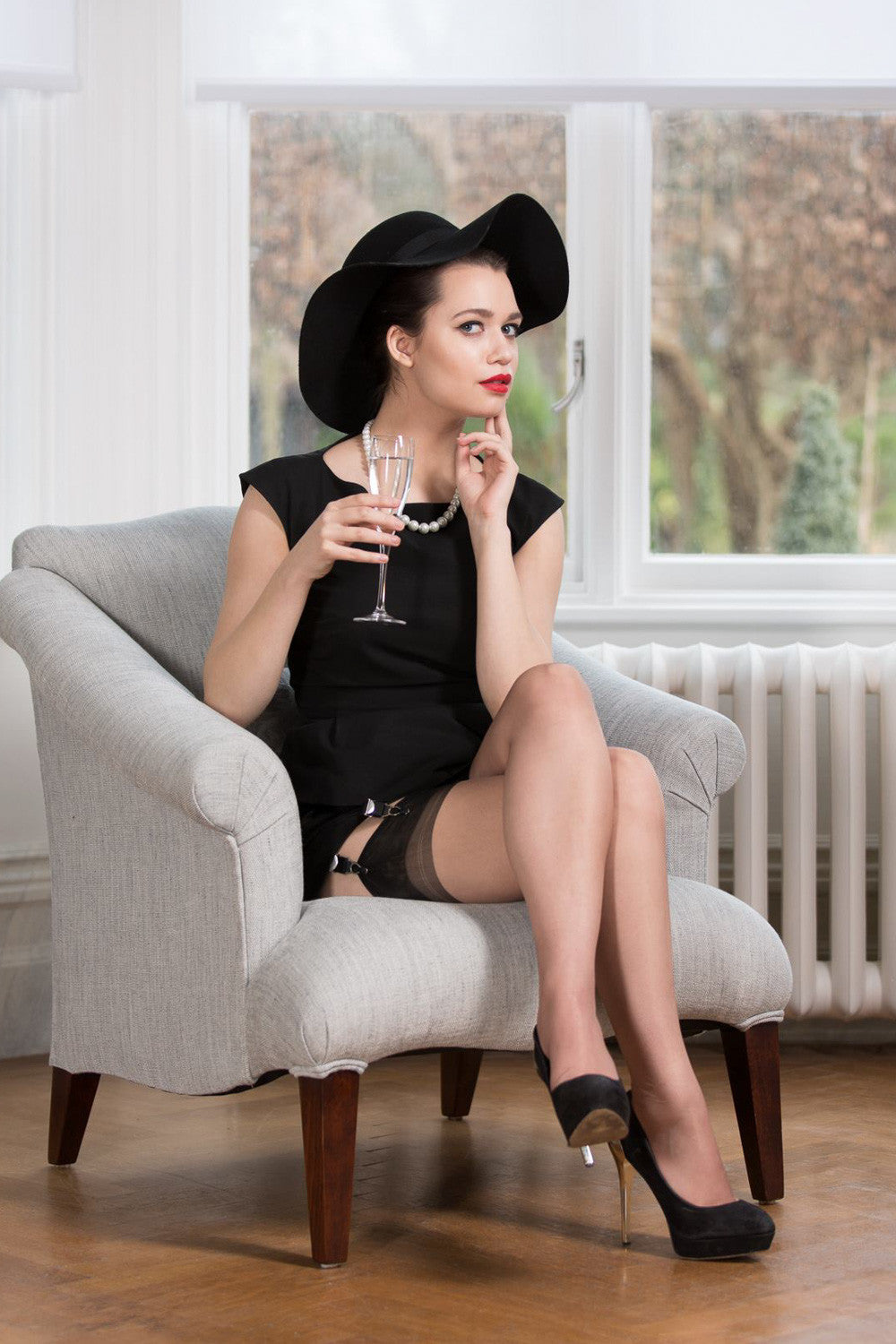 Gio Reinforced Heel and Toe Contrast Nylon Stockings