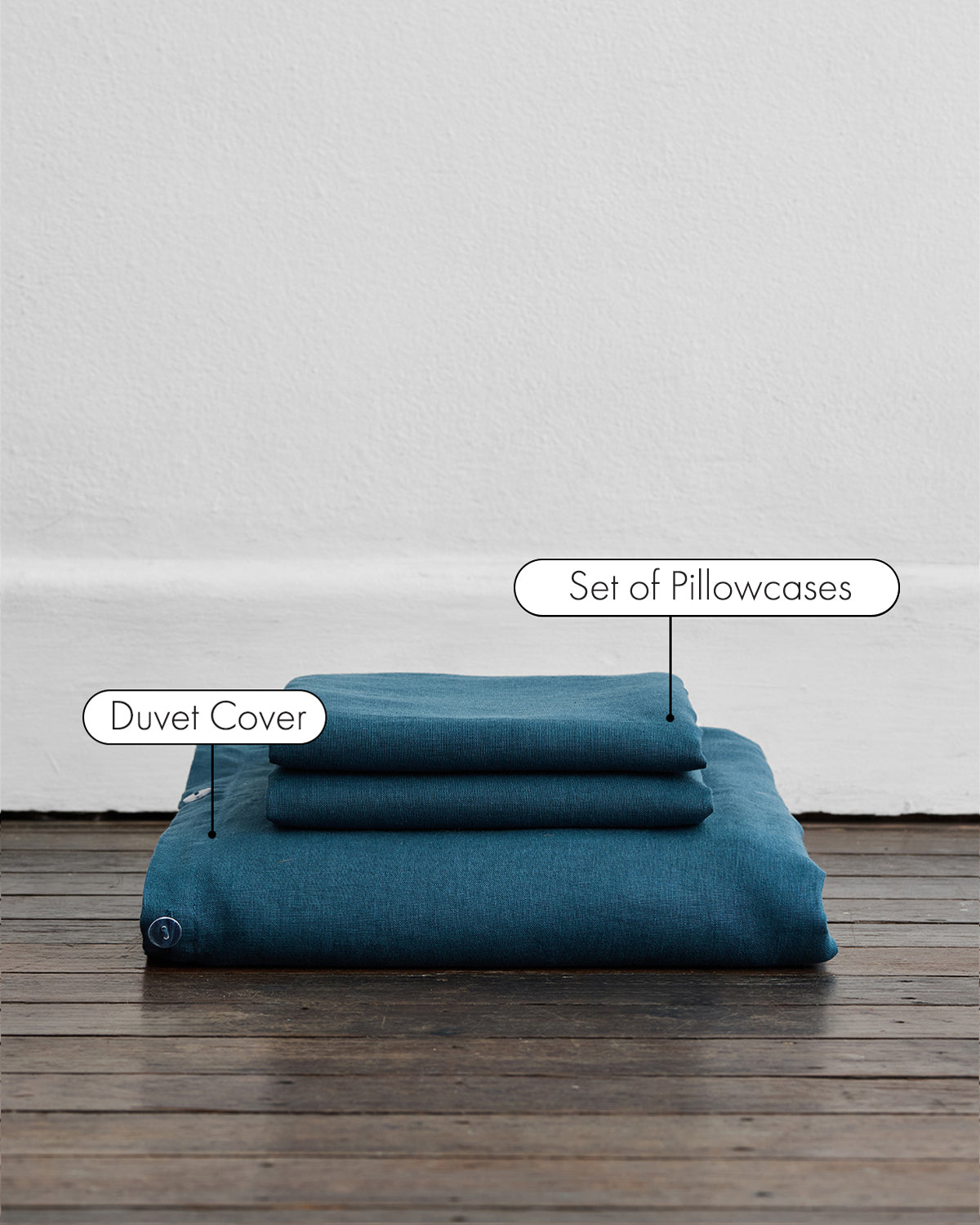 Petrol 100% French Flax Linen Duvet Cover Set