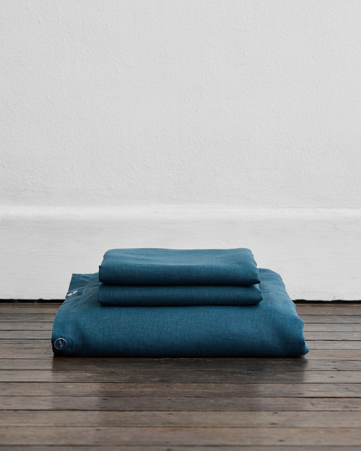 Petrol 100% French Flax Linen Duvet Cover Set